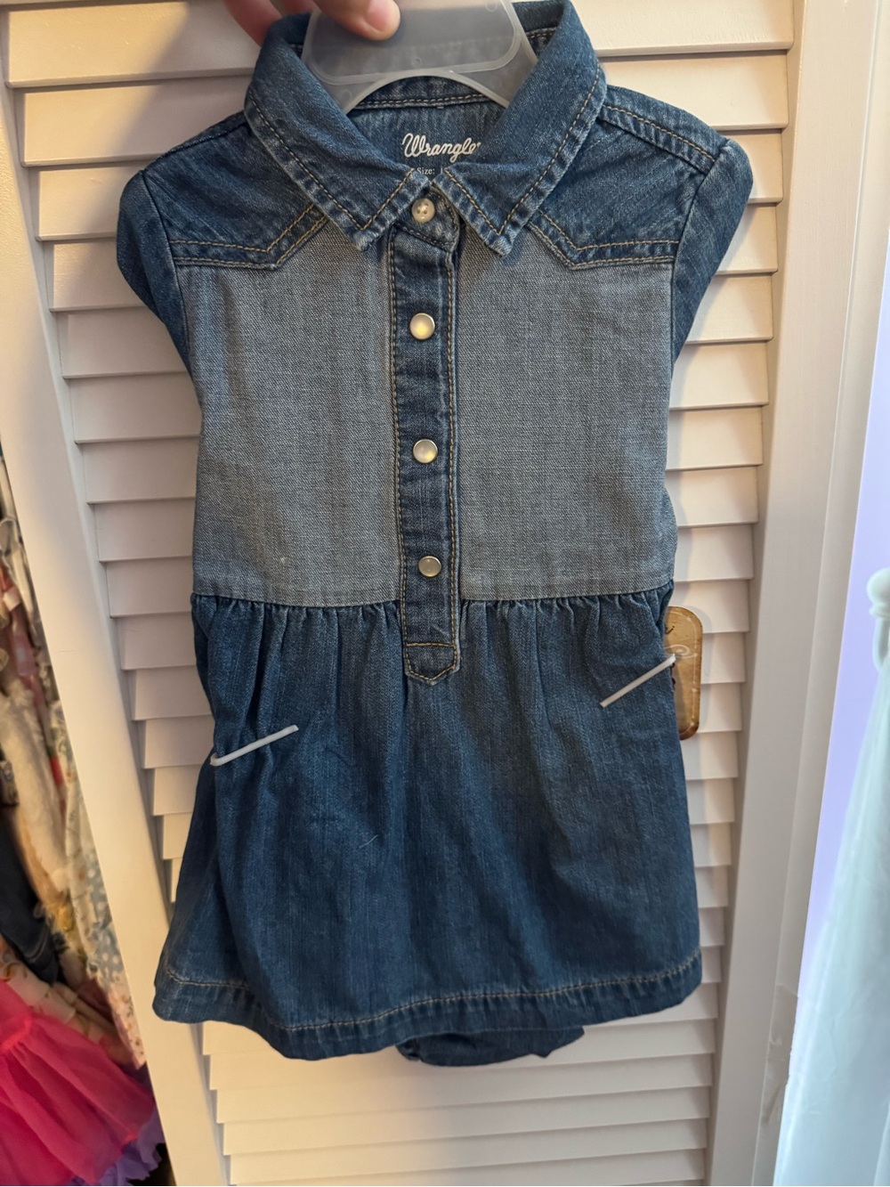 Wrangler Girls' Two-Tone Denim Button-Front Dress - Blue